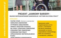 PROJEKT STAŻOWO-SZKOLENIOWY DLA OSÓB NIEPEŁNOSPRAWNYCH - DO 29 R. ŻYCIA